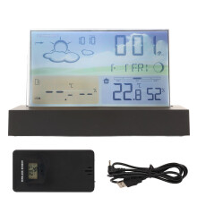 Binnen- en buitenthermometer met digitale weersmeter, comfortabele klok met eeuwigdurende kalender, wekkerfunctie en weerstation.