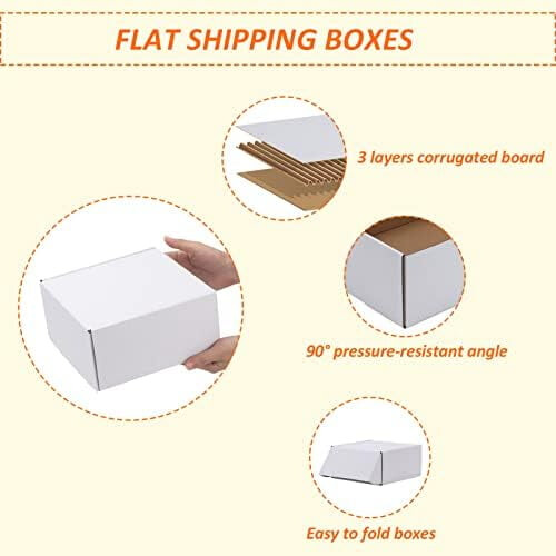 Caixas de envio de papelão ondulado branco, 20x20x10 cm (8x8x4 polegadas), conjunto de 25 unidades 2