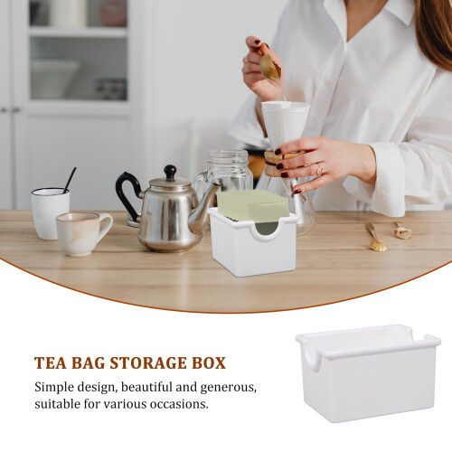 Porte-sachets de thé, sucrier, distributeur blanc 1