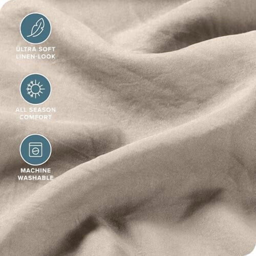 Washed Microfiber King Sheet Set Soft Linen-Like Texture 2