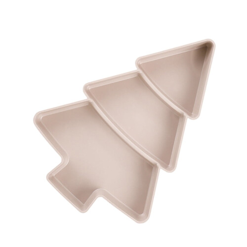 Christmas Tree Fruit Plate Light Pink 3-Compartment Plastic 1