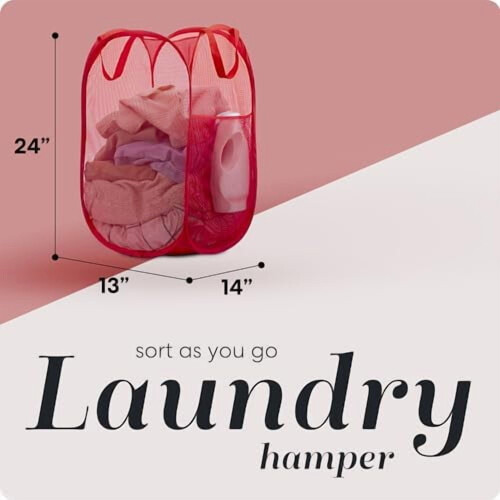 Collapsible Mesh Hamper with Wide Opening & Side Pocket 1