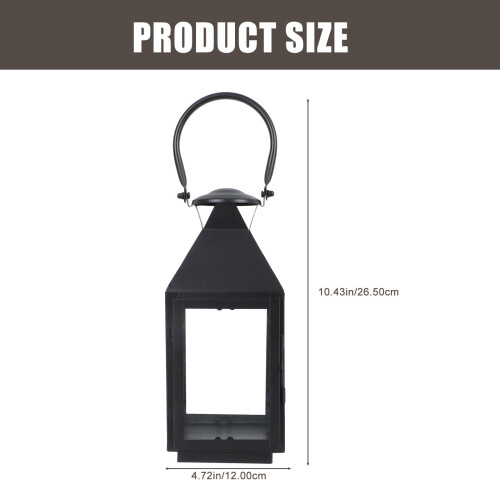 Black Iron and Glass Wind Lantern Candle Holder 1