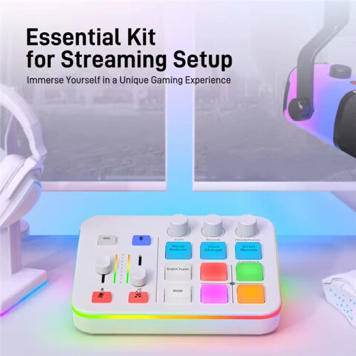 Gaming Audio Mixer, Streaming 4-Kanaals Aangepaste Geluidseffecten RGB met XLR-Microfooninterface 2