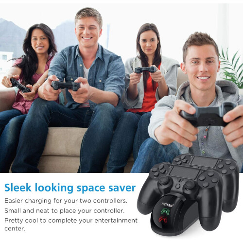 PS4Controller-oplader, opgraderet hurtigopladningsport, dockingstation til PS4/PS4Slim/PS4Pro-controller, sort 2