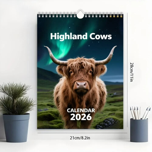 Ημερολόγιο τοίχου Highland Cow2026Μηνιαίο μεγάλο έντυπο 2