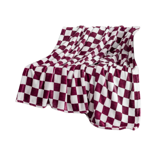 Checkered Flannel Blanket, Black and White, 100 x 70 cm 1