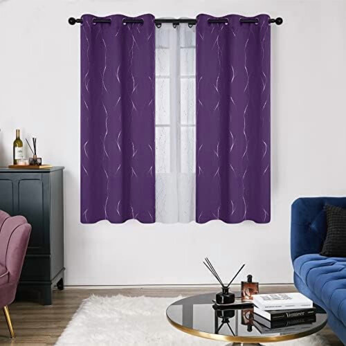 Purple Blackout Curtains 38x54" – Thermal, 1