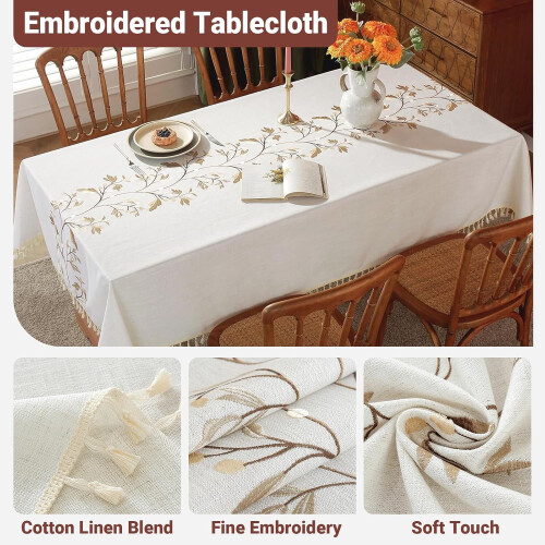 Cotton Linen Waterproof Tablecloth 55 x 70 in 2