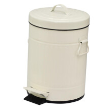 Iron Pedal Trash Can with Lid and NonSlip Base for Office, Home, Bathroom, Beige