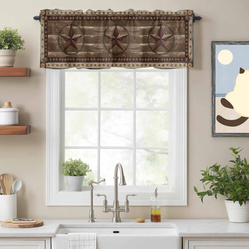 Αγροικία Vintage Star Valance, Θήκη Ράβδων για Κουζίνα, Υπνοδωμάτιο, Μπάνιο – Ρουστίκ 1