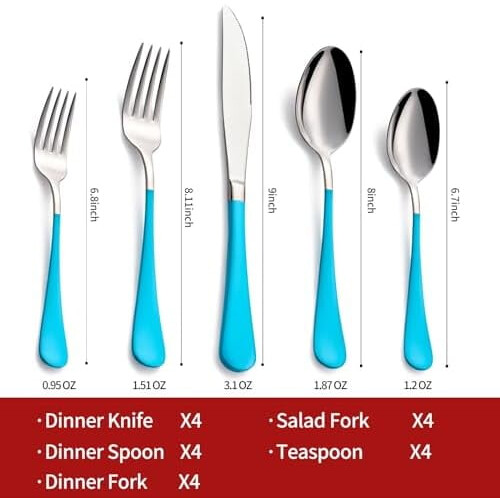 20-Piece Stainless Steel Flatware Set for 4, 18/0, 1