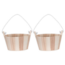 2St Hout Sauna Tonenemmer Met Handvat - Mini Badzout Emmer
