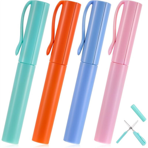 4 PCS Pen  Scissors, Multicolor Pen Shape  Scissors for School, Cute Foldable Compact Scissor Pen for Cutting