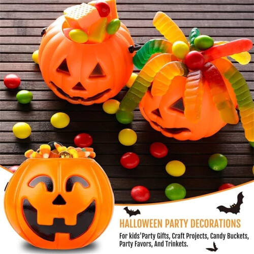 Κουβάς με κολοκύθες για το Halloween, 8 πλαστικοί κουβάδες για ζαχαρωτά, χαριτωμένες 2