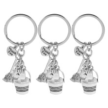 3Stk Dekorativer Hauspflege Schlüsselanhänger Metall Silber Geschenk