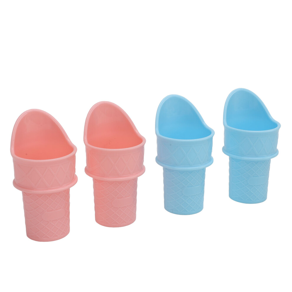 4pcs Reusable PP Ice Cream Cone Holder & Spoon Set for Birthday Parties