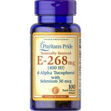 Vitamin E (d-Alpha Tocopherol) 400 IU &amp; Selen 50 mcg 100 Weichkapseln Puritans Pride