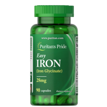 Leichtes Eisen (Eisenglycinat) 28 mg 90 Kapseln Puritans Pride