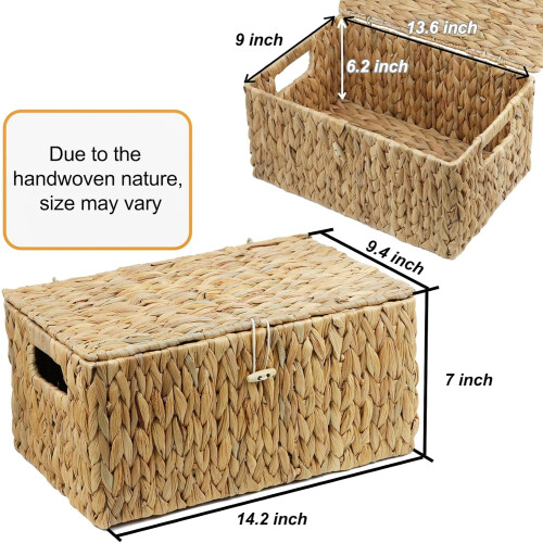 Rectangular water hyacinth storage basket with lid 1