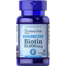 Ultra Mega Biotine 10 000 mcg 50 gélules à libération rapide Puritans Pride