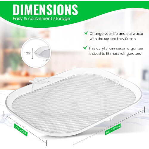 Clear Acrylic Refrigerator Turntable 40 x 30 cm 1