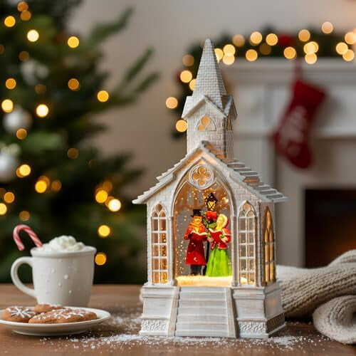 Fall Snow Globe Lantern 12.5 in USB or Battery Powered 1