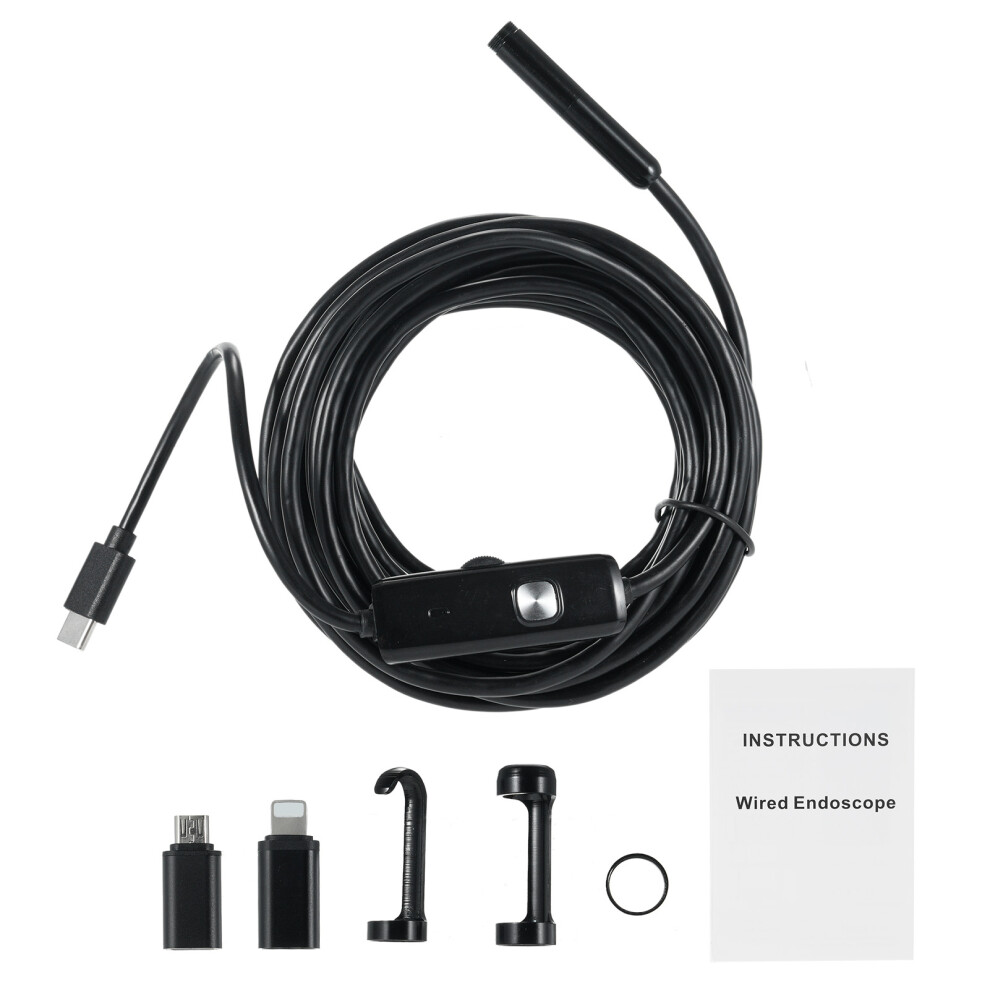 Dual Lens Waterproof Borescope Endoscope Camera 1920P 3.28Ft Light 4671384870372