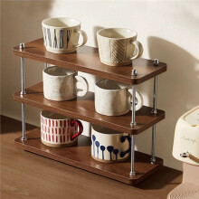 Storage Rack 3 Tier Coffee Mug Holder, Wooden Sheet for Mug Organizer, Counter Organizer for Kitchen Bathroom Office