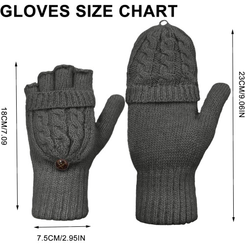 Vinterfingerlösa handskar i ull, stickade, konvertibla flip-tops 1