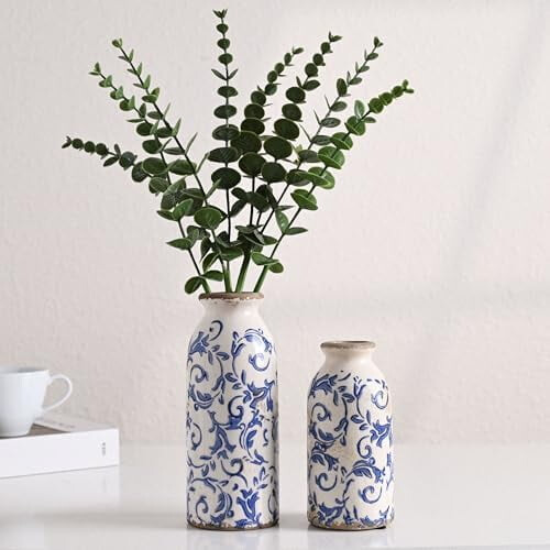 Crackle Glaze Ceramic Bud Vases Set of 2 1