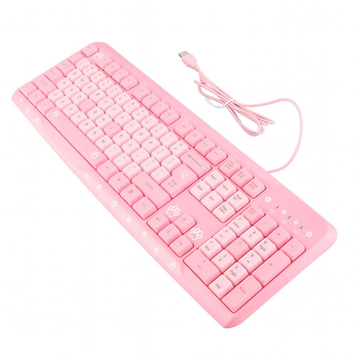 Clavier filaire USB ultra-fin rose dessin animé 1