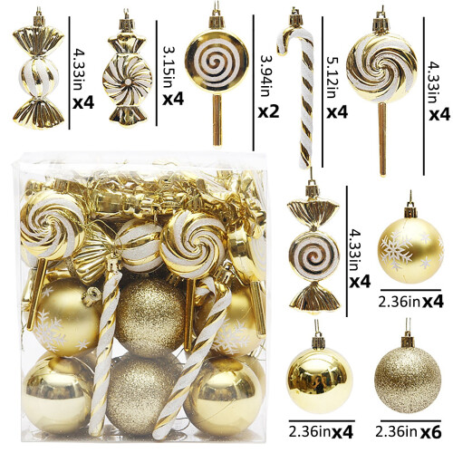 36-Piece Candy-Themed Christmas Ornaments Set 1