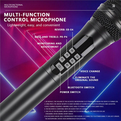 2.4G Wireless Microphone Handheld Microphone with Receiver for Singing Wedding Speech 2