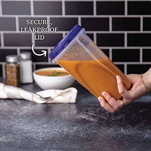 32 oz Clear Deli Containers with Blue Twist Lids (6 Pack) 1