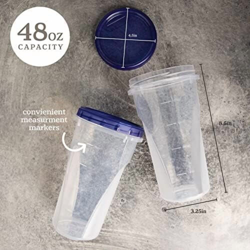32 oz Clear Deli Containers with Blue Twist Lids (6 Pack) 2