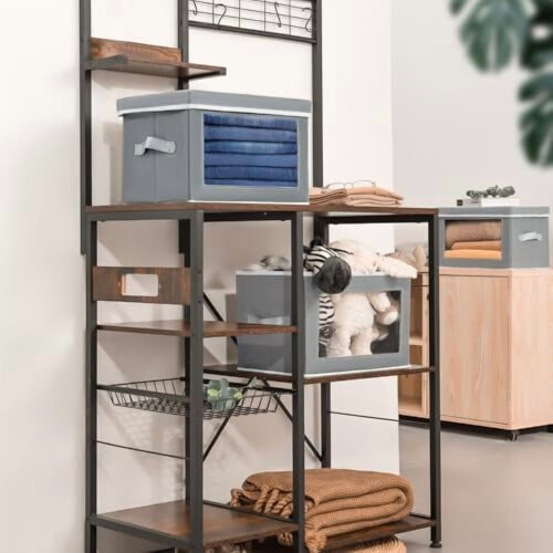 Collapsible Fabric Storage Bins with Lids and Clear Window, 2