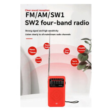 W918 Emergency Survival Radio Portable Radio with FM/AM/SW Bands Small Full Band Flashlight Orange