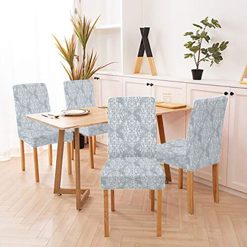 Modern Damask Chair Covers Set of 4 1