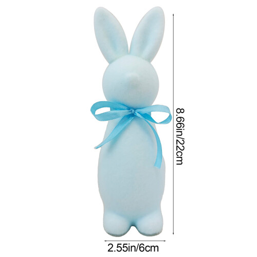 Standing Flocked Easter Bunny Figurine Light Blue 8.7 inch 2