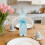 Standing Flocked Easter Bunny Figurine Light Blue 8.7 inch 7