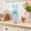 Standing Flocked Easter Bunny Figurine Light Blue 8.7 inch 4