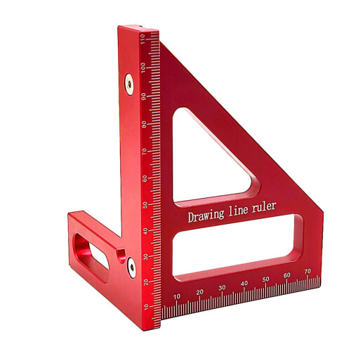 Aluminum 45/90 Woodworking Square Protractor for Carpenter Red 2