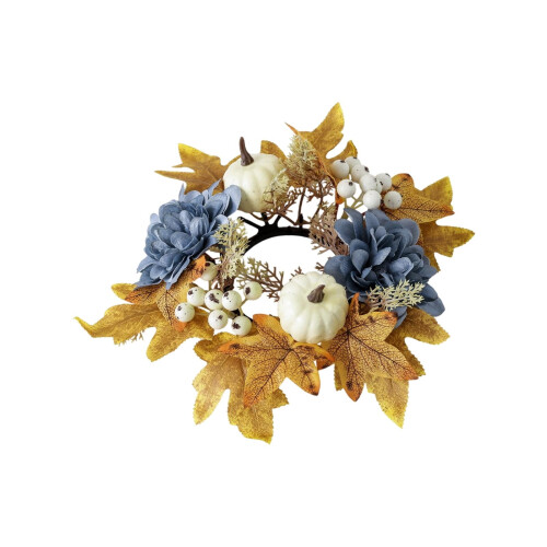 Pumpkin Candle Holder with Maple Leaf Wreath 25x25cm 1