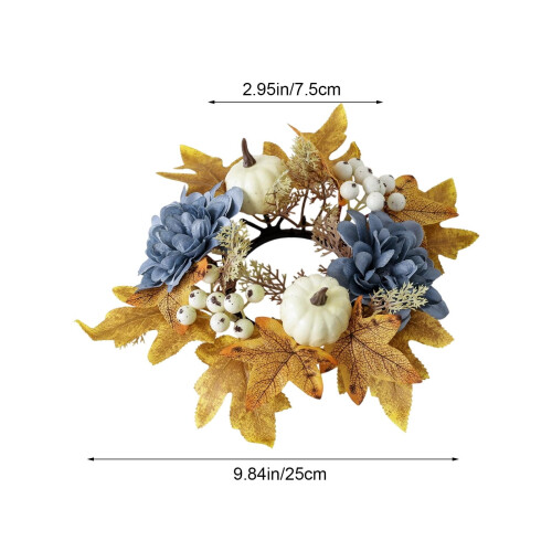 Pumpkin Candle Holder with Maple Leaf Wreath 25x25cm 2