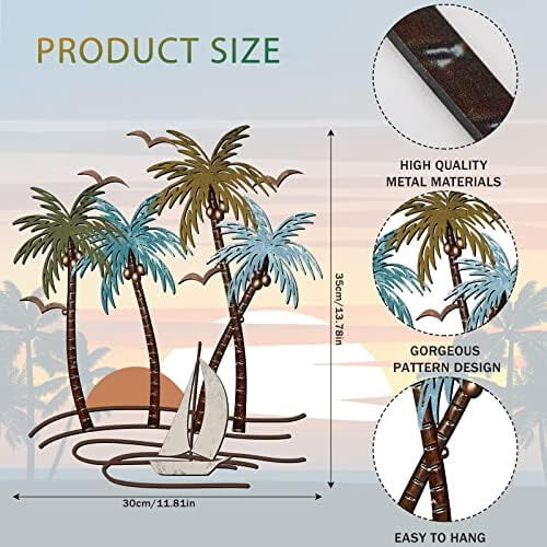 Tropical Palm Tree Metal Wall Art – Coastal Decor 1