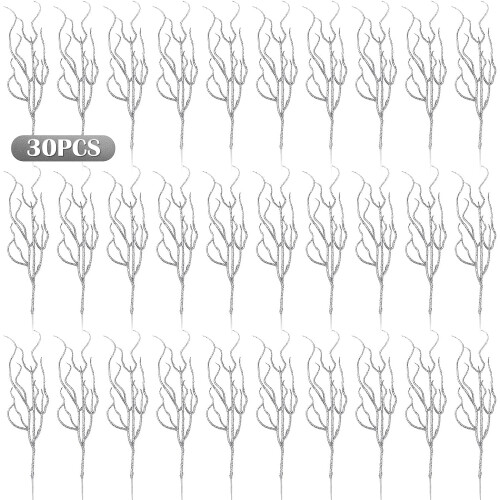 Glitter Christmas Tree Picks Silver 30-Pc 2