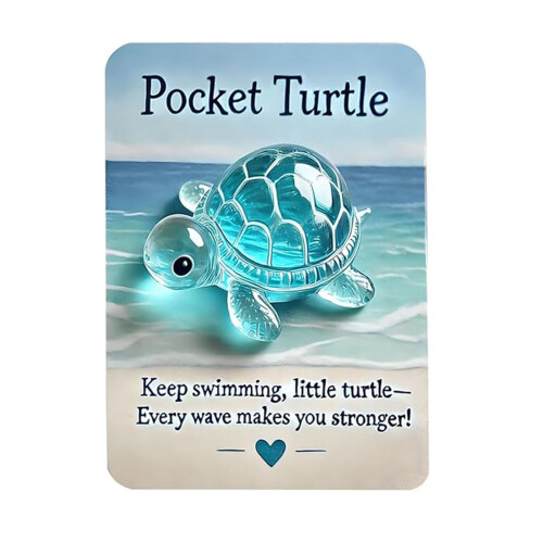 Mini Resin Pocket Turtle Keepsake Set with Message Cards 1