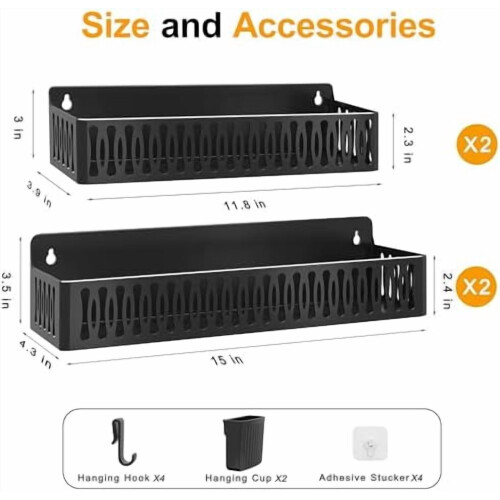 4-Pack Magnetic Spice Rack for Fridge – Black 2