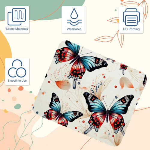 Mouse pad em formato de borboleta com base de borracha, 25x20cm 2